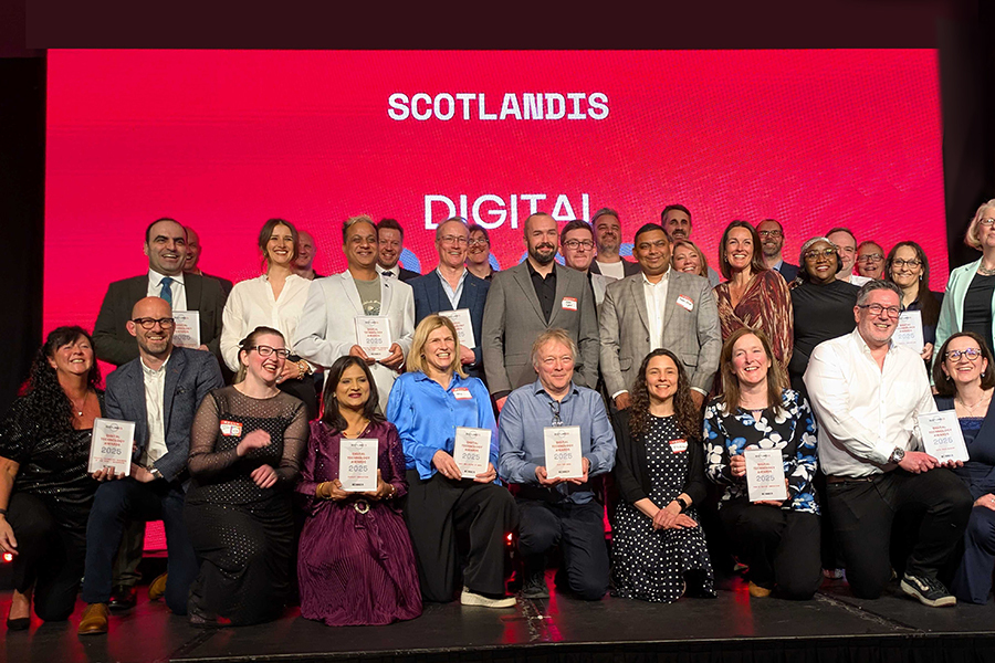 Photo of the ScotlandIS team and digital winners including 1partCarbon